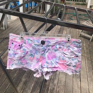 Neon pink and purple short shorts size 9/10